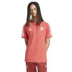 Football And Rugby Clothing*adidas Bayern Munich Originals 3 Stripe T-Shirt Adults in Red