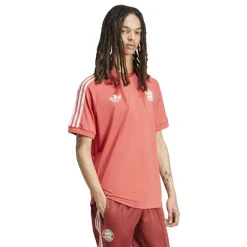 Football And Rugby Clothing*adidas Bayern Munich Originals 3 Stripe T-Shirt Adults in Red
