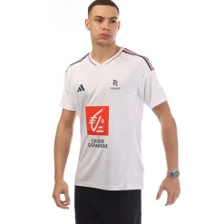 Fitness And Gym Tops|Fitness And Gymwear*adidas France V-Neck Regular Fit T-Shirt in White