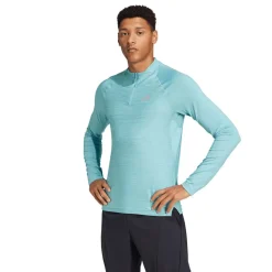 Fitness And Gym Tops|Fitness And Gymwear*adidas Gym+ 3-Stripes 1/4 Zip Training Top in Light Blue