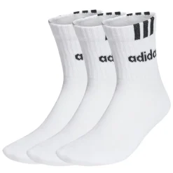 Underwear And Socks*adidas Linear 3 Stripe Cushioned Half Crew Sock in White