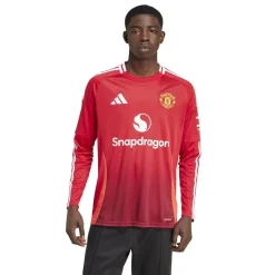 Football And Rugby Clothing*adidas Manchester United Home Long Sleeve Shirt 2024 2025 Adults in Red