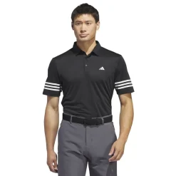 Polo Shirts*adidas Mens 3 Stripe Polo Shirt in Black