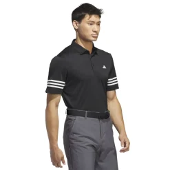 Polo Shirts*adidas Mens 3 Stripe Polo Shirt in Black