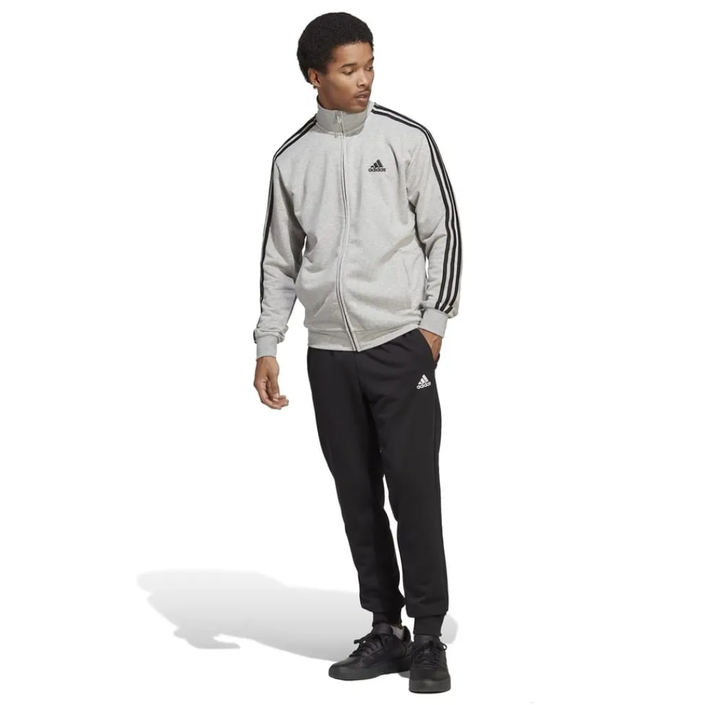 Tracksuits*adidas Mens Basic 3 Stripes French Terry Tracksuit in Grey