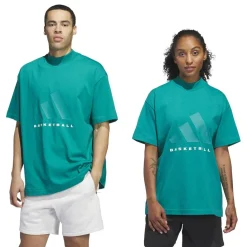Fitness And Gym Tops*adidas Mens Basketball T-Shirt in Green