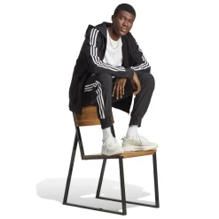 Tracksuits*adidas Mens Essentials French Terry 3 Stripes Zip Hoodie in Black