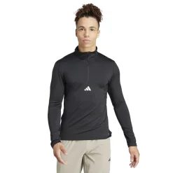 Fitness And Gymwear*adidas Mens Workout Quarter Zip Track Top in Black