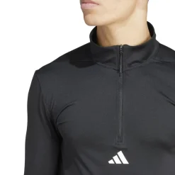 Fitness And Gymwear*adidas Mens Workout Quarter Zip Track Top in Black