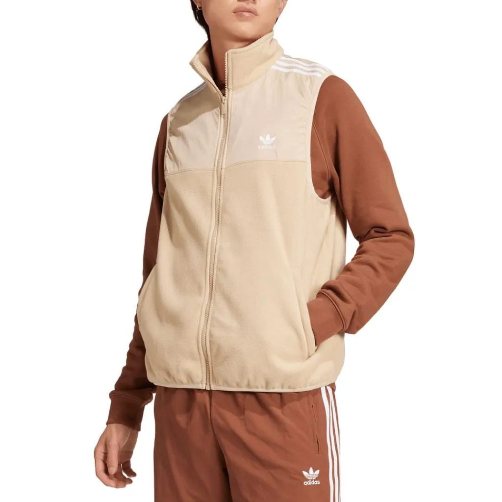 Coats And Jackets*adidas Originals Adicolor 3-Stripes Microfleece Vest in Beige