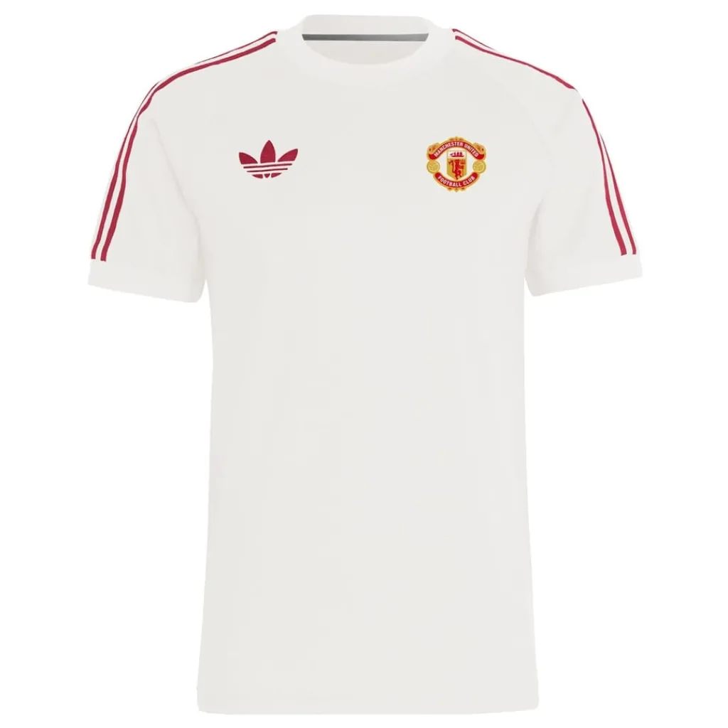 Football And Rugby Clothing*adidas Originals Manchester United Adicolor Classics 3 Stripes T-Shirt Adults in White