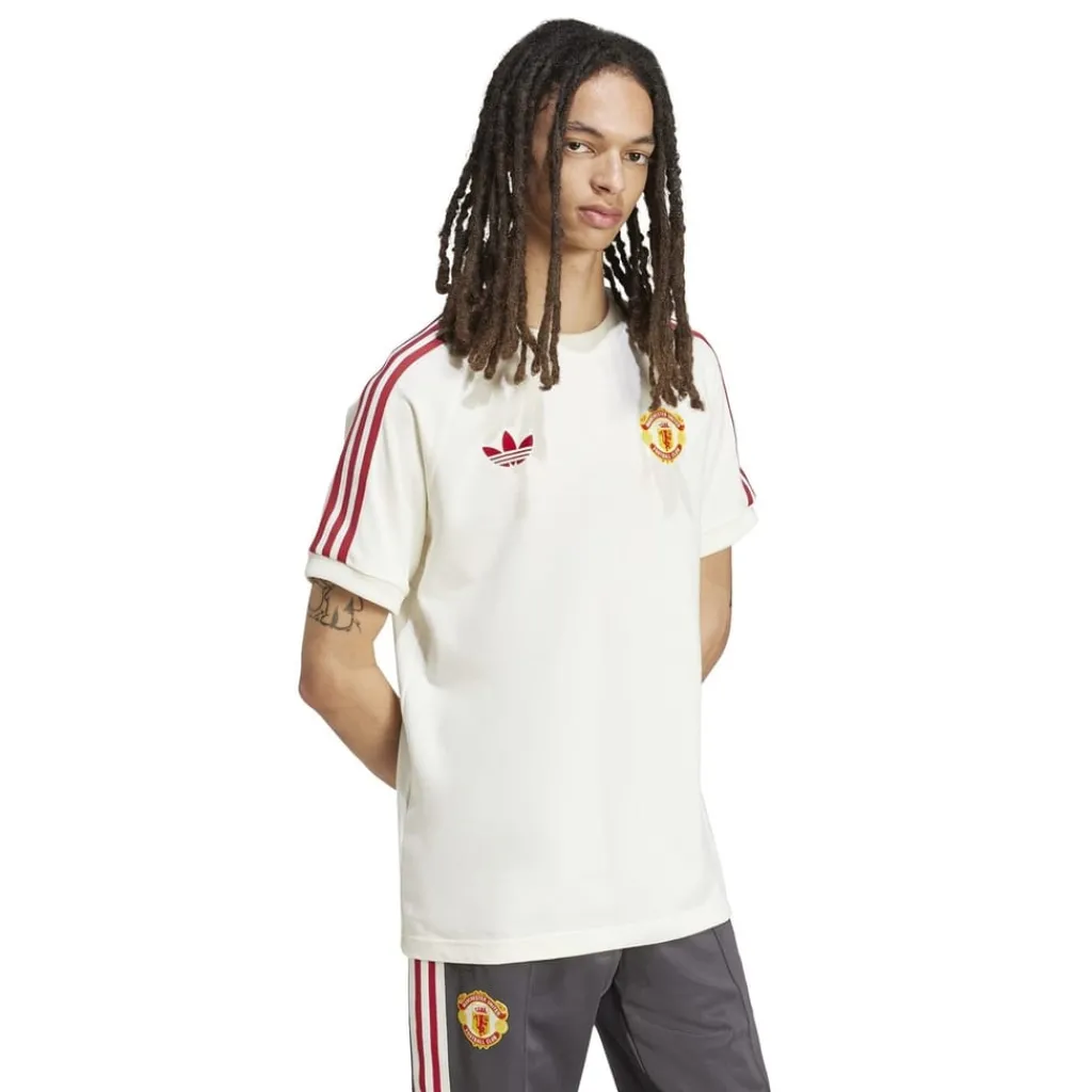 Football And Rugby Clothing*adidas Originals Manchester United Adicolor Classics 3 Stripes T-Shirt Adults in White