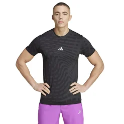 Fitness And Gym Tops*adidas Seamless Slim Fit Crew Neck T-Shirt in Black