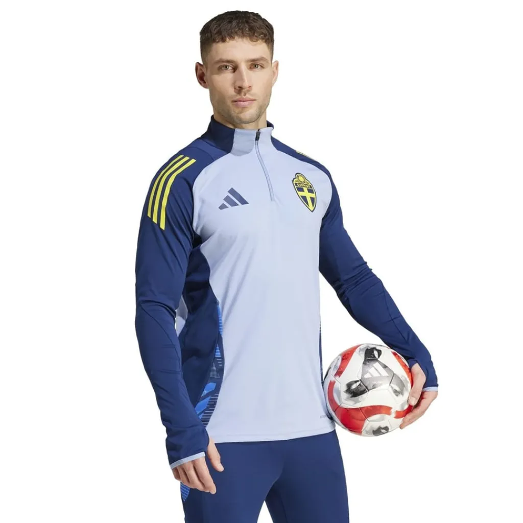 Fitness And Gym Tops*adidas Zip Neck Regular Fit Athletic Top in Blue