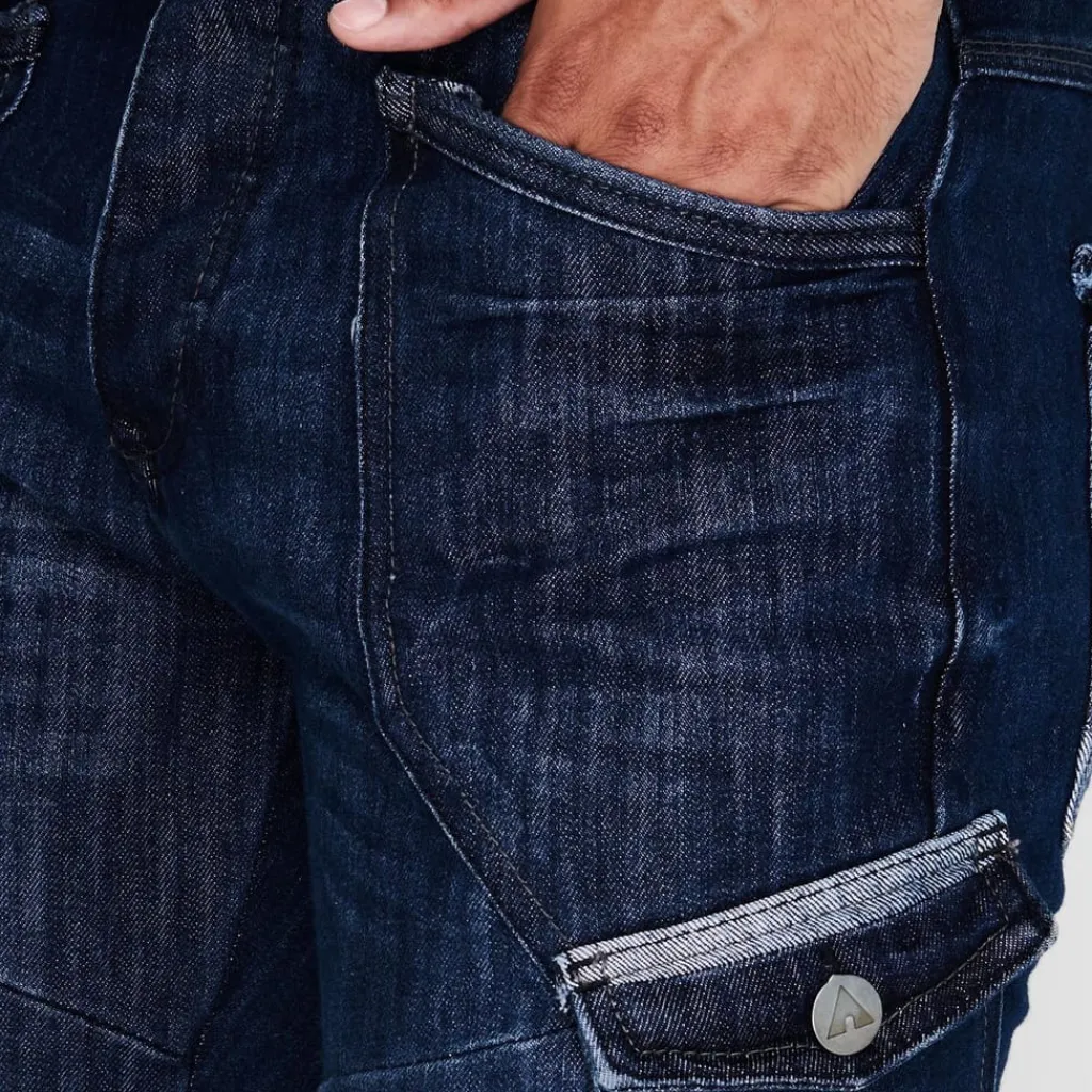 Jeans*Airwalk Mens Belted Cargo Jeans in Blue