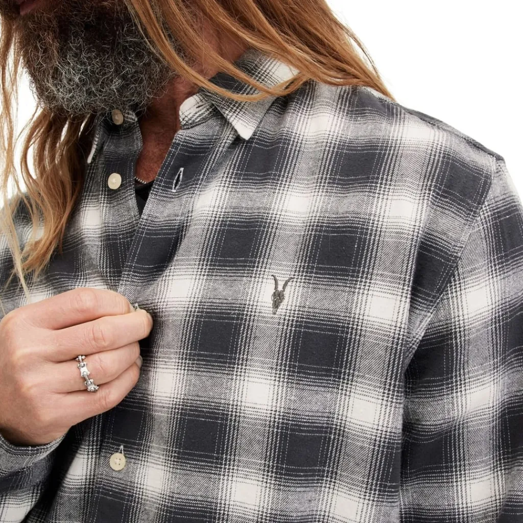 Shirts*AllSaints Collared Neck Malpaso Regular Fit Shirt in Grey