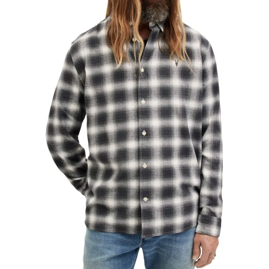 Shirts*AllSaints Collared Neck Malpaso Regular Fit Shirt in Grey