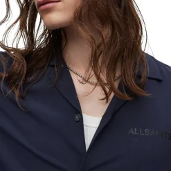 Shirts*AllSaints Relaxed Fit Underground Short Sleeve Shirt in Blue