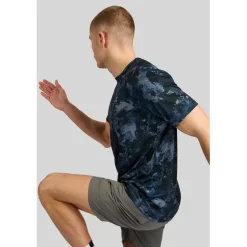 Fitness And Gym Tops*ALTRYN Brush Print T in Blue