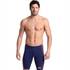 Fitness And Gym Shorts*Arena Mens Abstract Tiles Jammer Swim Shorts in Navy Red