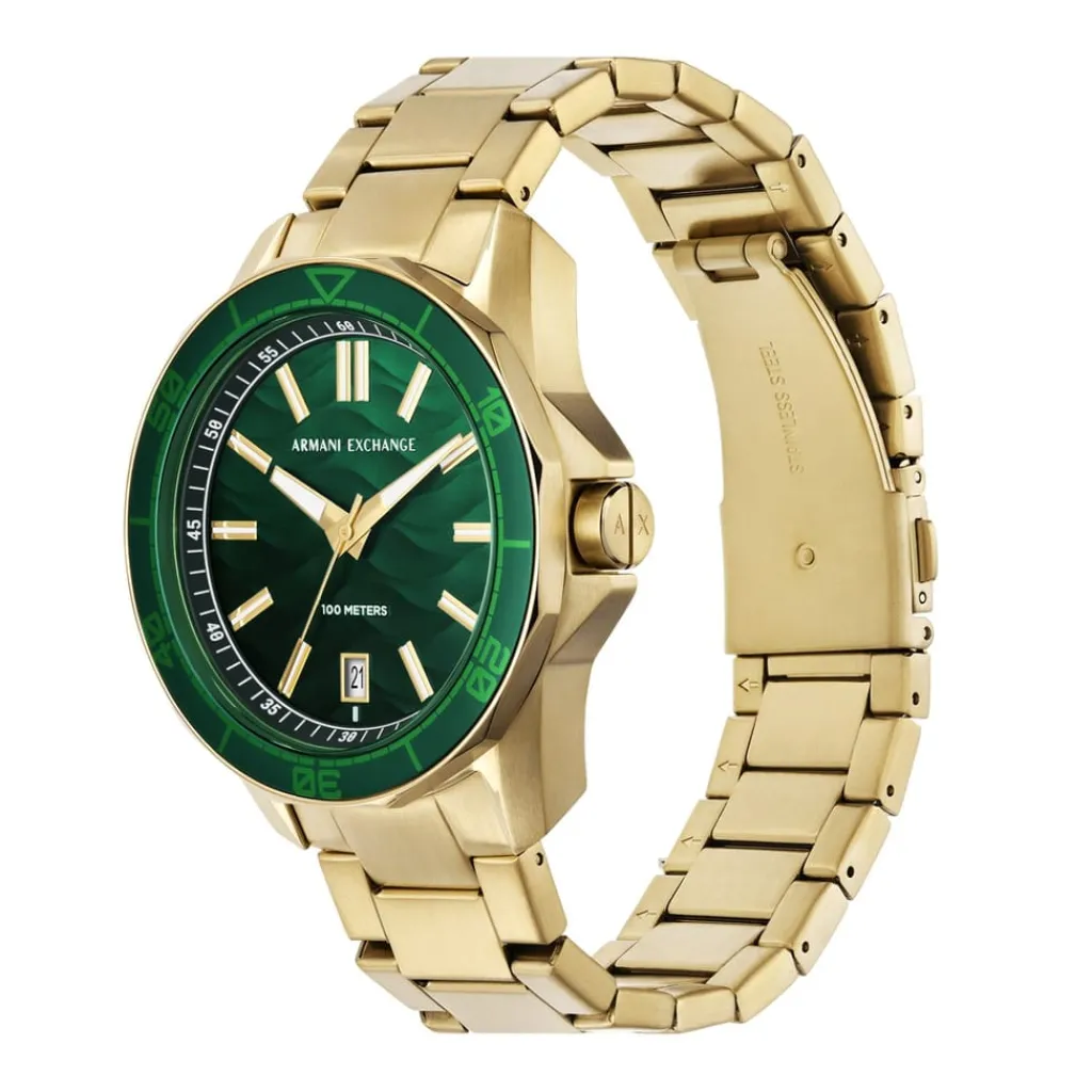 Jewellery-Watches*Armani Exchange Exchange Mens Three Hand Date, Gold Tone Stainless Steel Watch, Ax1951 in Gold