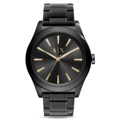 Jewellery-Watches*Armani Exchange Exchange Three Hand Black Stainless Steel Watch And Bracelet Gift Set Ax7102 in Black