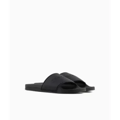 Beach Shoes*Armani Exchange Exchange Textured Open Toe Flat Slides in Black