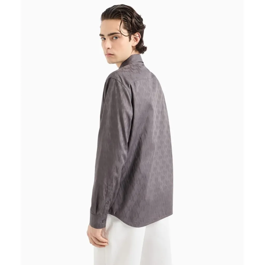 Shirts*Armani Exchange Jacquard Regular Fit Long Sleeve Shirt in Grey