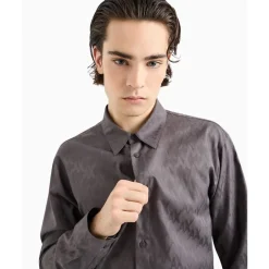 Shirts*Armani Exchange Jacquard Regular Fit Long Sleeve Shirt in Grey