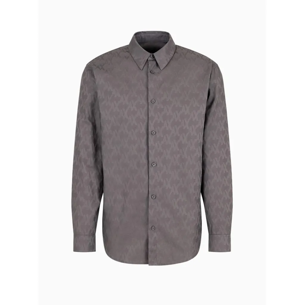 Shirts*Armani Exchange Jacquard Regular Fit Long Sleeve Shirt in Grey