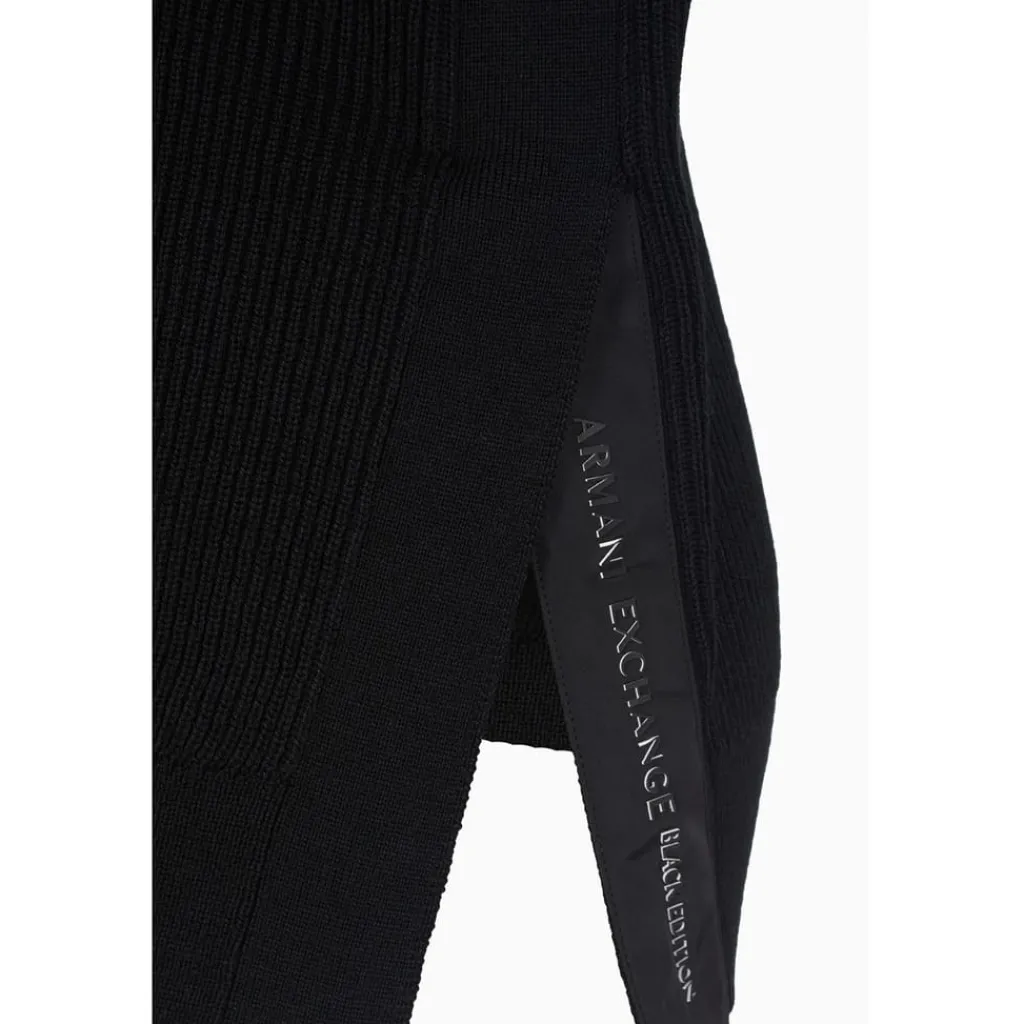 Knitwear*Armani Exchange Rib Knit Mock Neck Regular Fit Sweater in Black