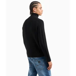 Knitwear*Armani Exchange Turtleneck Long Sleeve Regular Fit Sweater in Black