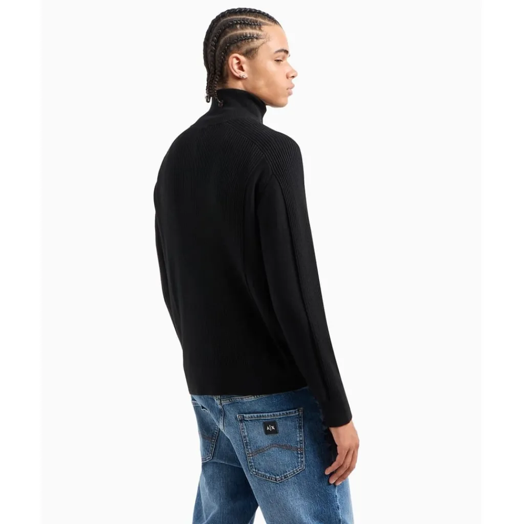 Knitwear*Armani Exchange Turtleneck Long Sleeve Regular Fit Sweater in Black
