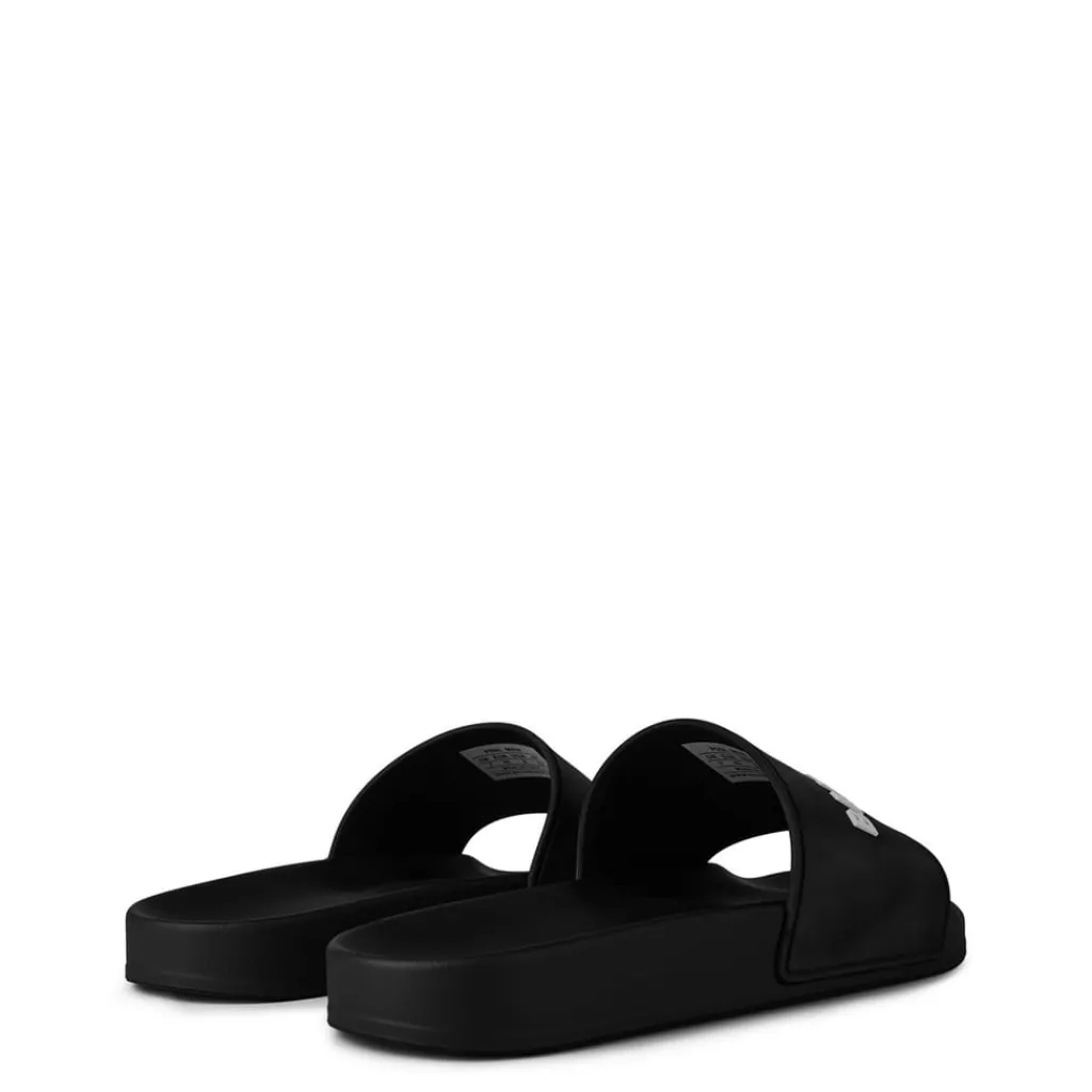 Beach Shoes*Balenciaga Logo Sliders in Black