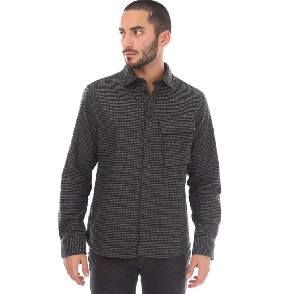 Shirts*Belstaff Cotton Houndstooth Scale Shirt in Black