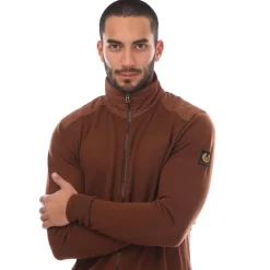 Knitwear*Belstaff Merino Wool Kebly Zip Cardigan in Brown