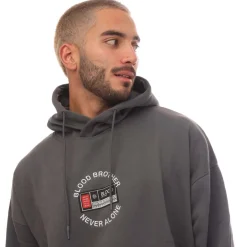 Sweatshirts*Blood Brother Badged Basket Hoodie in Grey