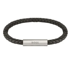 Jewellery-Watches*Boss Braided Black Leather Bracelet in Black