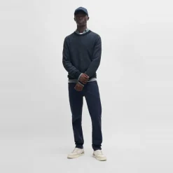 Knitwear*Boss Crew Neck Long Sleeve Regular Fit Sweater in Blue