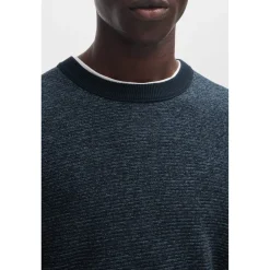 Knitwear*Boss Crew Neck Long Sleeve Regular Fit Sweater in Blue