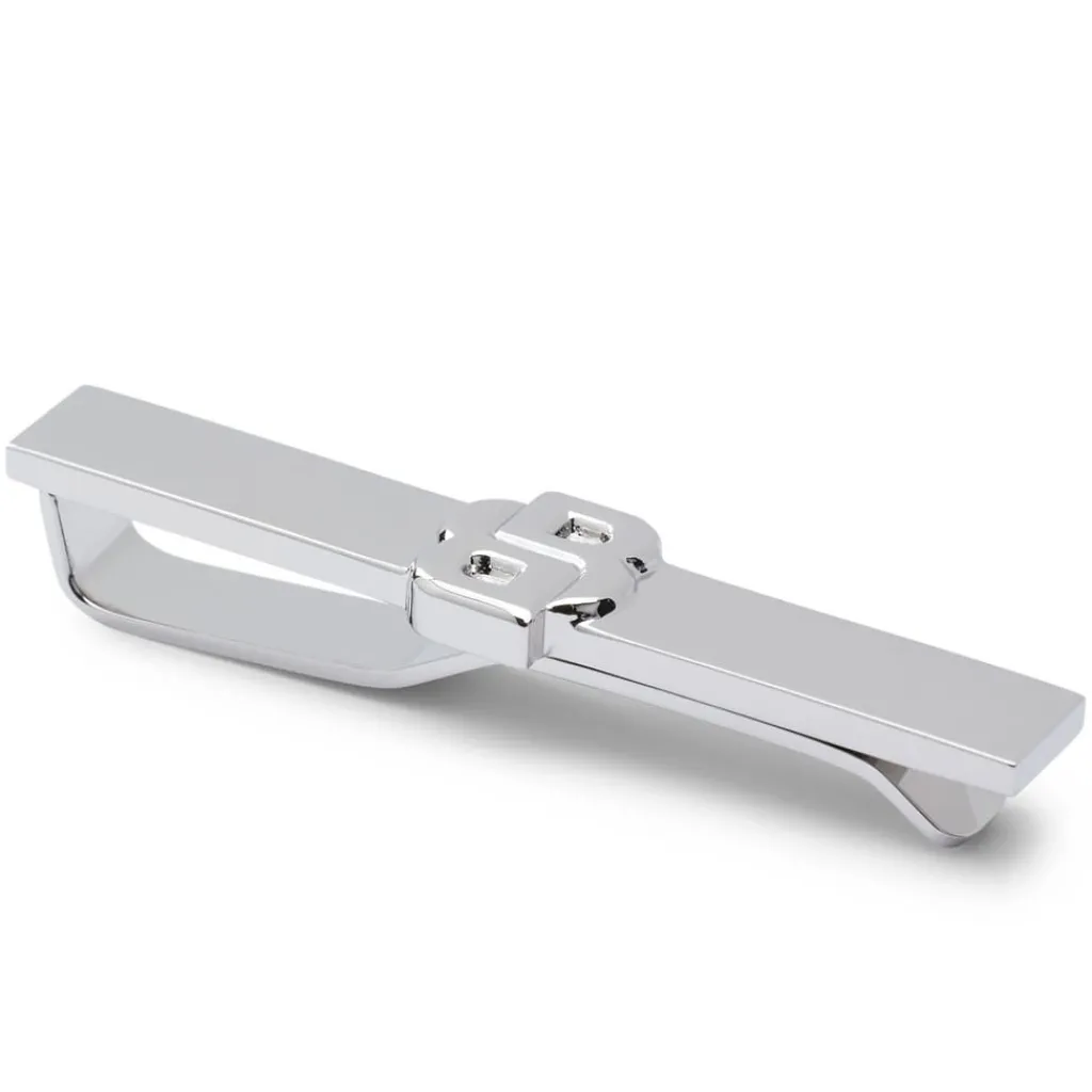 Jewellery-Watches|Formalwear*Boss Double B Monogram Brass Tie Clip in Silver