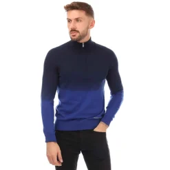 Knitwear*Boss Gesso Half Zip Sweater in Blue