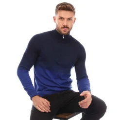 Knitwear*Boss Gesso Half Zip Sweater in Blue