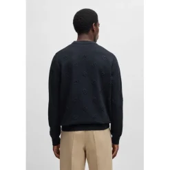 Sweatshirts*Boss H-Bahelo Double B Monograms Sweatshirt in Dark Blue