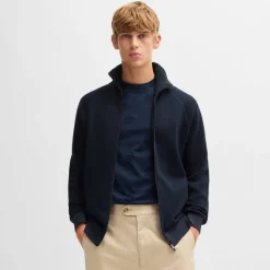 Knitwear*Boss H-Domico Full-Zip Cardigan in Dark Blue