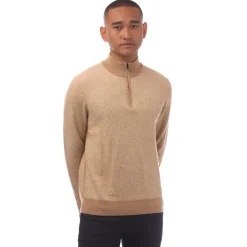 Knitwear*Boss H-Eltorino Quarter-Zip Sweater in Beige