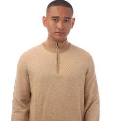 Knitwear*Boss H-Eltorino Quarter-Zip Sweater in Beige