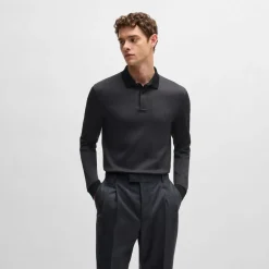 Polo Shirts*Boss H-Pado 431 Long Sleeve Polo Shirt in Black