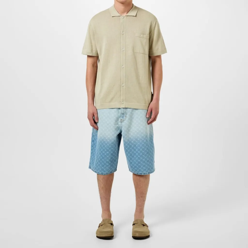 Knitwear*Boss Kamiccio Regular Fit Short Sleeve Shirt in Beige