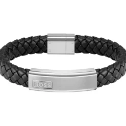 Jewellery-Watches*Boss Lander Black Leather Bracelet in Black